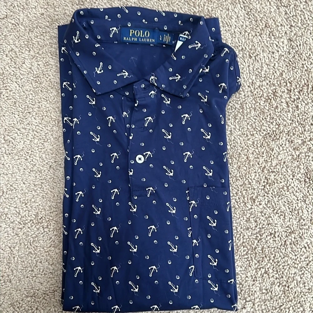New!Polo Ralph Lauren men’s large navy anchor print polo.